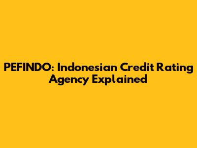 PEFINDO: Indonesian Credit Rating Agency Explained
