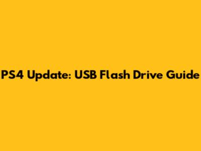 PS4 Update: USB Flash Drive Guide