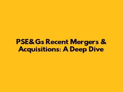 PSE&G's Recent Mergers & Acquisitions: A Deep Dive