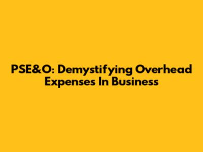 PSE&O: Demystifying Overhead Expenses In Business