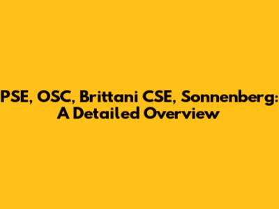PSE, OSC, Brittani CSE, Sonnenberg: A Detailed Overview