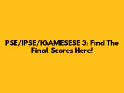 PSE/IPSE/IGAMESESE 3: Find The Final Scores Here!