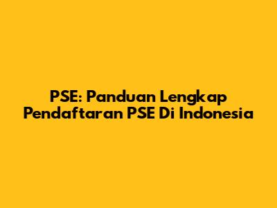 PSE: Panduan Lengkap Pendaftaran PSE Di Indonesia