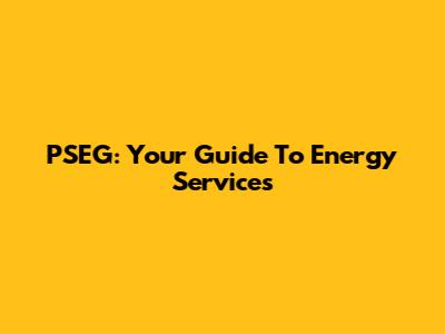 PSEG: Your Guide To Energy Services