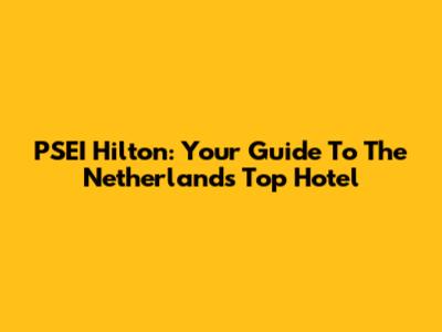PSEI Hilton: Your Guide To The Netherlands' Top Hotel