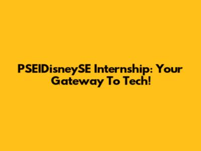 PSEIDisneySE Internship: Your Gateway To Tech!