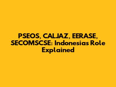 PSEOS, CALJAZ, EERASE, SECOMSCSE: Indonesia's Role Explained