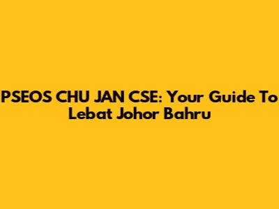 PSEOS CHU JAN CSE: Your Guide To Lebat Johor Bahru
