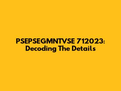 PSEPSEGMNTVSE 712023: Decoding The Details