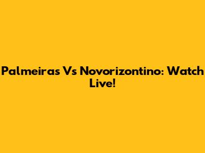 Palmeiras Vs Novorizontino: Watch Live!