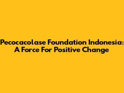Pecocacolase Foundation Indonesia: A Force For Positive Change