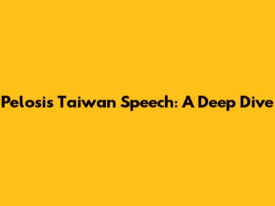Pelosi's Taiwan Speech: A Deep Dive