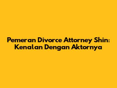 Pemeran "Divorce Attorney Shin": Kenalan Dengan Aktornya