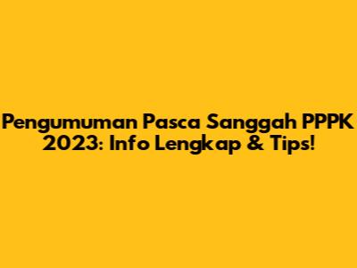 Pengumuman Pasca Sanggah PPPK 2023: Info Lengkap & Tips!