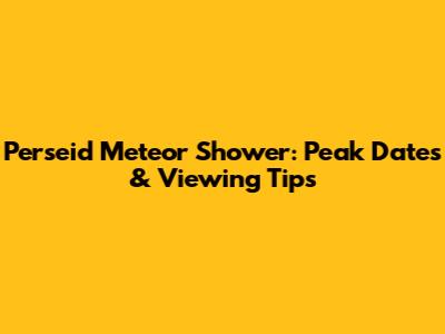 Perseid Meteor Shower: Peak Dates & Viewing Tips