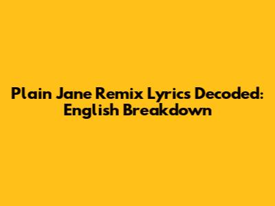 Plain Jane Remix Lyrics Decoded: English Breakdown