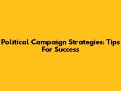Political Campaign Strategies: Tips For Success