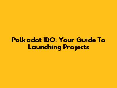 Polkadot IDO: Your Guide To Launching Projects