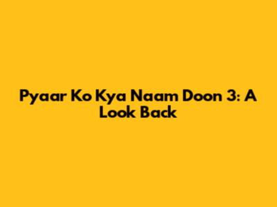 Pyaar Ko Kya Naam Doon 3: A Look Back