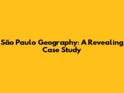 São Paulo Geography: A Revealing Case Study