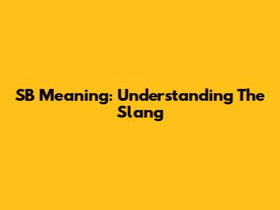 SB Meaning: Understanding The Slang