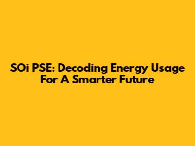 SOi PSE: Decoding Energy Usage For A Smarter Future