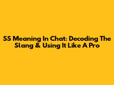 SS Meaning In Chat: Decoding The Slang & Using It Like A Pro