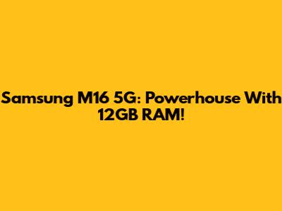 Samsung M16 5G: Powerhouse With 12GB RAM!