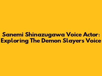 Sanemi Shinazugawa Voice Actor: Exploring The Demon Slayer's Voice