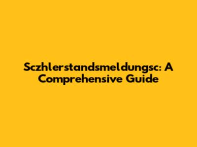 Sczhlerstandsmeldungsc: A Comprehensive Guide