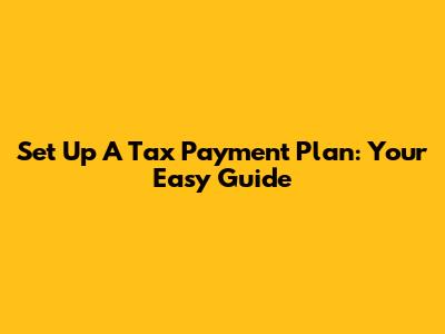 Set Up A Tax Payment Plan: Your Easy Guide
