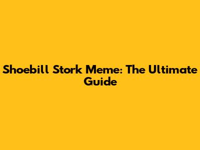 Shoebill Stork Meme: The Ultimate Guide