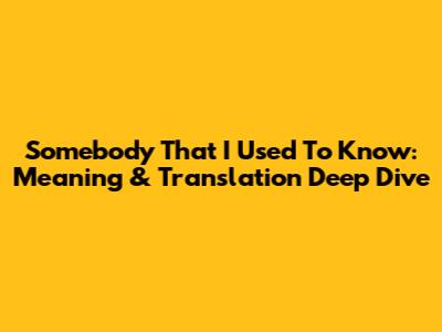 Somebody That I Used To Know: Meaning & Translation Deep Dive