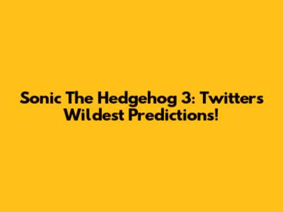 Sonic The Hedgehog 3: Twitter's Wildest Predictions!
