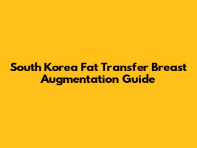 South Korea Fat Transfer Breast Augmentation Guide