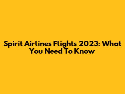 Spirit Airlines Flights 2023: What You Need To Know
