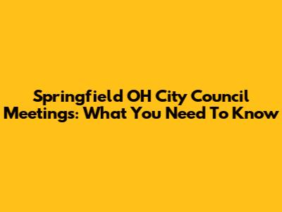 Springfield OH City Council Meetings: What You Need To Know