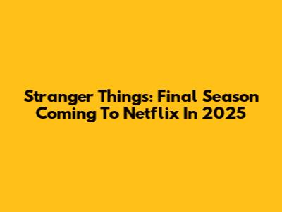 Stranger Things: Final Season Coming To Netflix In 2025