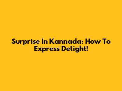 Surprise In Kannada: How To Express Delight!