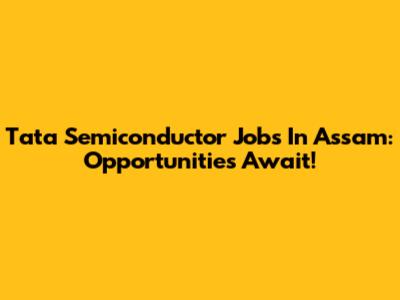 Tata Semiconductor Jobs In Assam: Opportunities Await!
