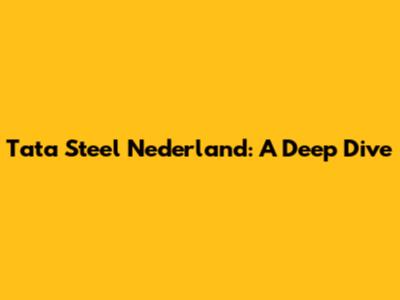 Tata Steel Nederland: A Deep Dive