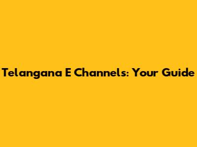 Telangana E Channels: Your Guide