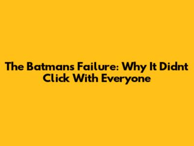 The Batman's Failure: Why It Didn't Click With Everyone