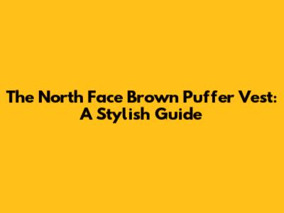 The North Face Brown Puffer Vest: A Stylish Guide
