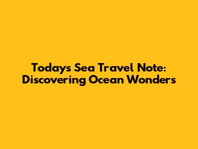 Today's Sea Travel Note: Discovering Ocean Wonders