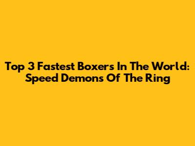 Top 3 Fastest Boxers In The World: Speed Demons Of The Ring