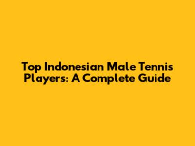 Top Indonesian Male Tennis Players: A Complete Guide