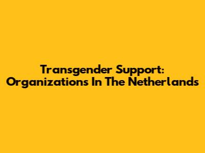 Transgender Support: Organizations In The Netherlands