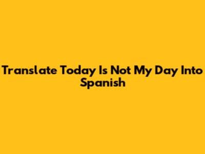 Translate 'Today Is Not My Day' Into Spanish