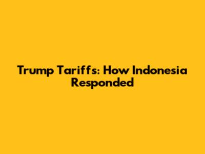 Trump Tariffs: How Indonesia Responded